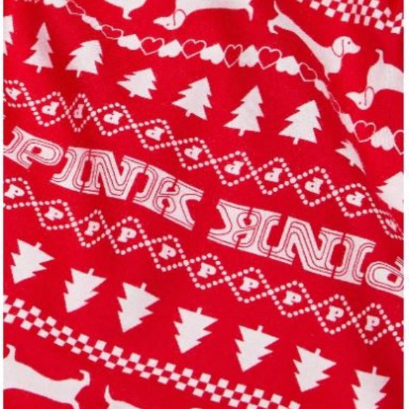 Victoria's Secret Pink Small Red White Christmas Tree Dog Pajama Shorts NWT - Picture 6 of 7